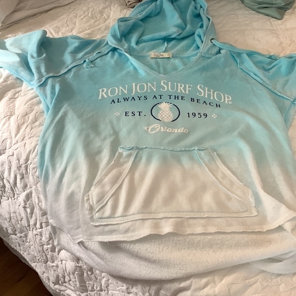 Sweatshirt Ron Jon hoodie ombré aqua white Orlando soft - Picture 9 of 13